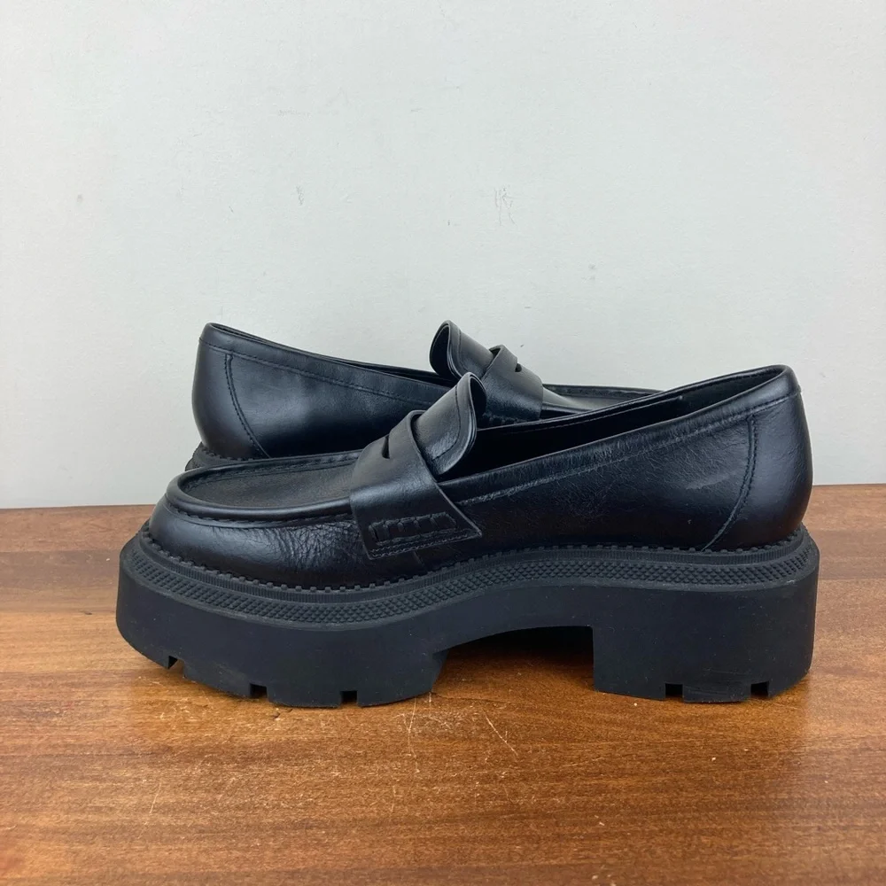 Zara Black Platform Penny Loafers